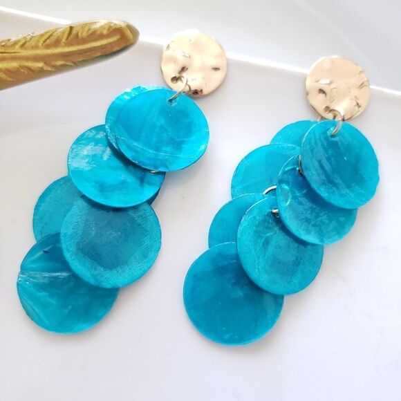 New! Zara Natural Shell Earrings - Picture 7 of 10